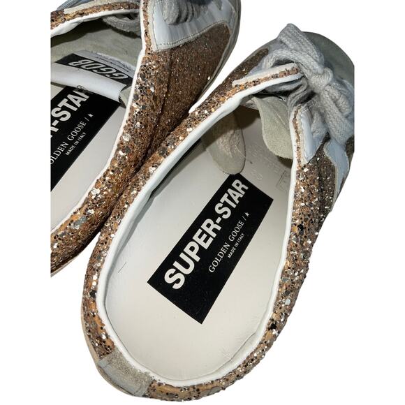 Golden Goose Super-Star 'Sabot' Gold Leather Distressed Glittered Slip-On - Picture 4 of 6
